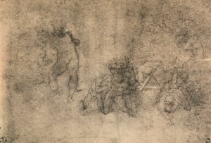 Varios estudios de un desnudo masculino, Miguel Ángel. Gabinetto dei Disegni e delle Stampe, Galería Uffizi, Florencia de Michelangelo Buonarroti